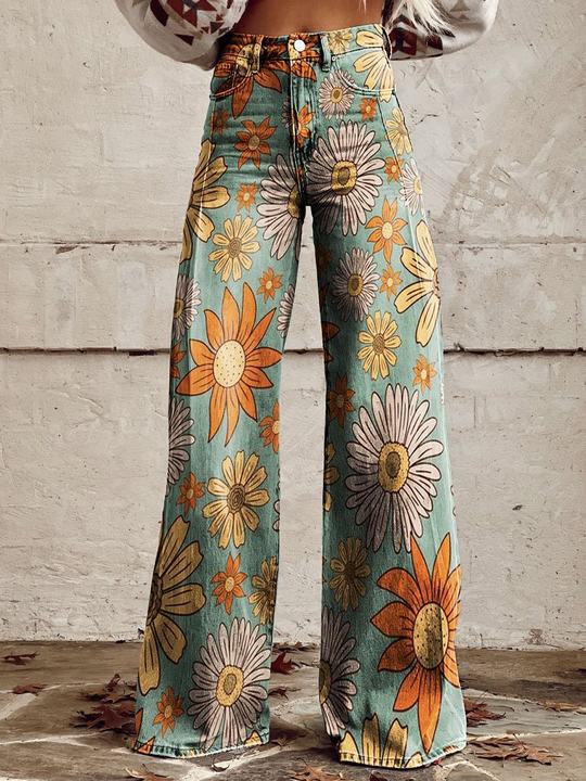 Lucy - Pantalon large pour femme à motifs floraux