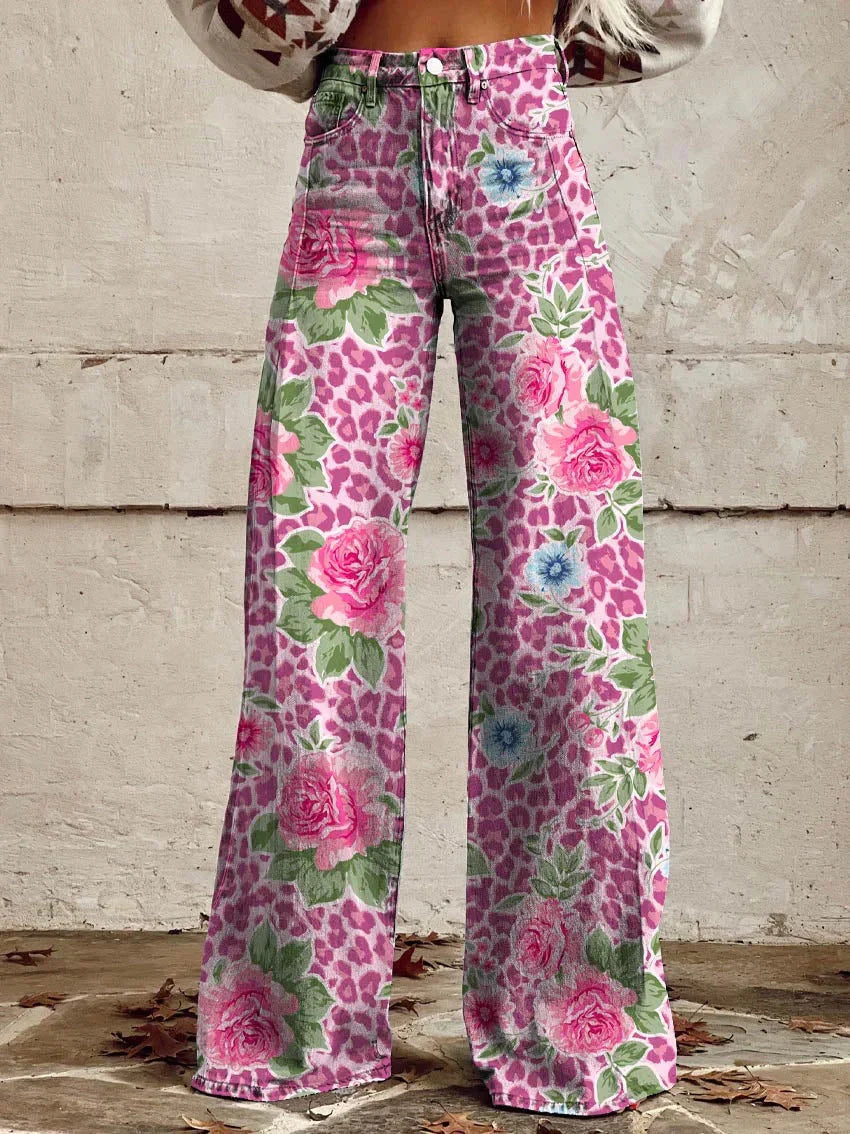 Lucy - Pantalon large pour femme à motifs floraux