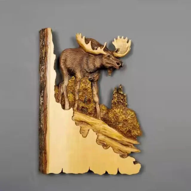 WildCraft - Décoration murale en bois sculpté d'animaux pour un intérieur rustique