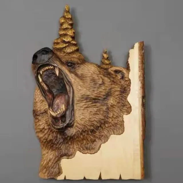 WildCraft - Décoration murale en bois sculpté d'animaux pour un intérieur rustique