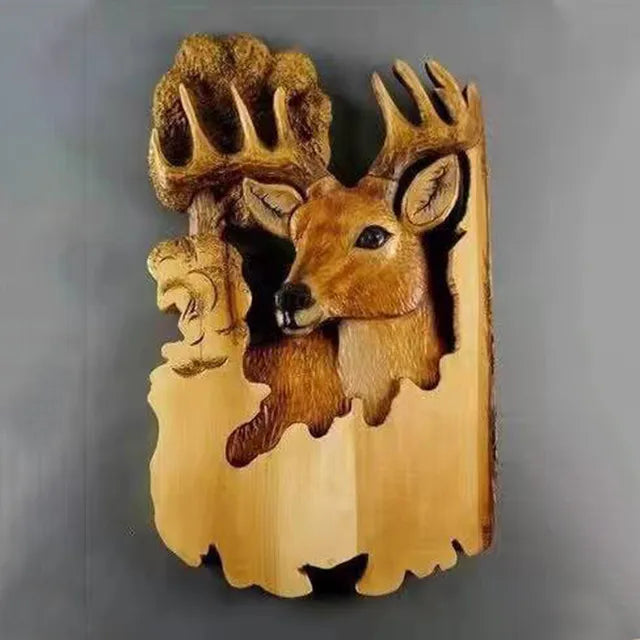 WildCraft - Décoration murale en bois sculpté d'animaux pour un intérieur rustique