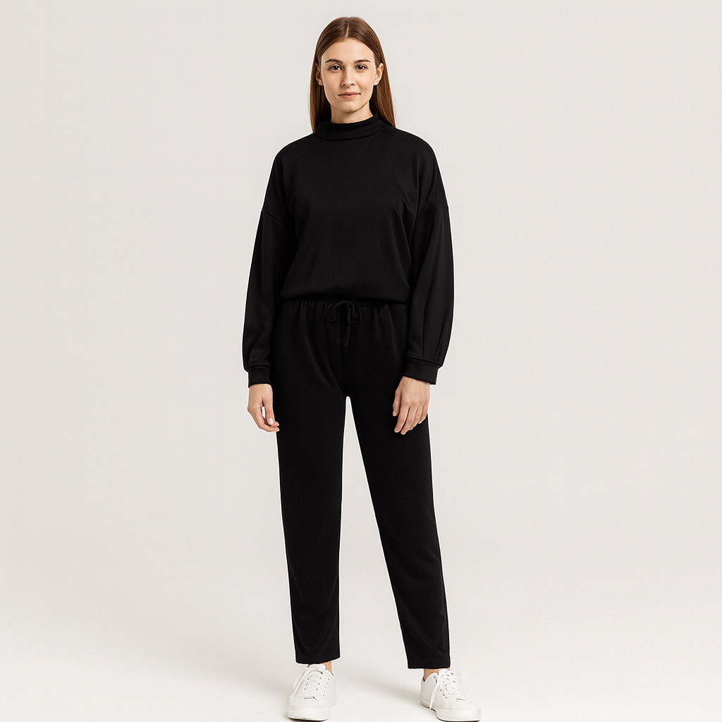 Aveline | Ensemble deux pièces femme : sweat-shirt à col roulé et pantalon