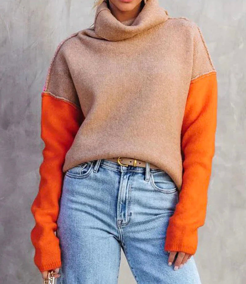 Tendance d'Automne® - Pull en tricot avec bloc de couleur