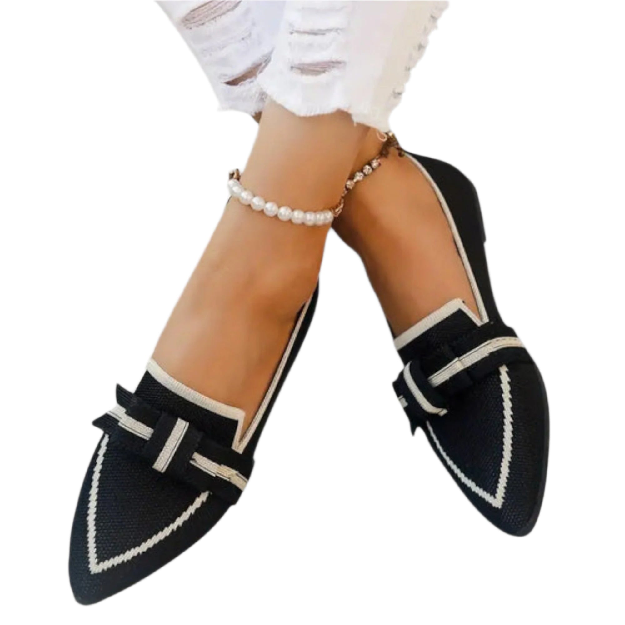 Lorraine - Élégantes chaussures à bouts pointus avec des détails féminins en noeud