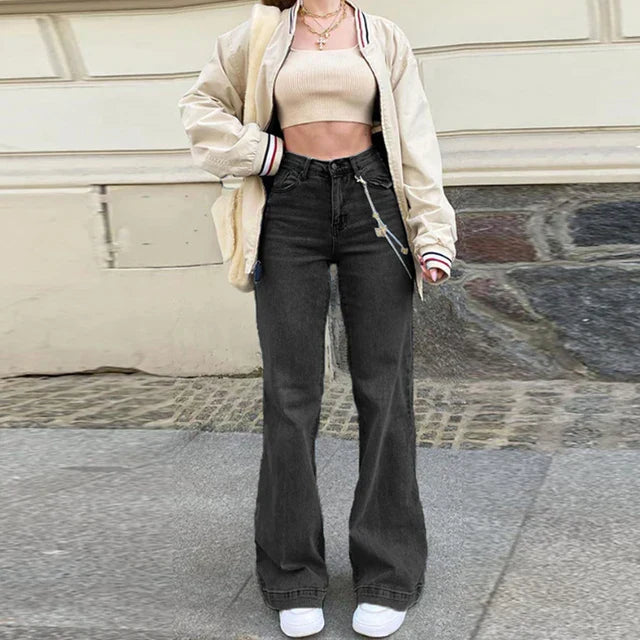 Janine Classic - Jean tailleur taille mi haute pour femmes