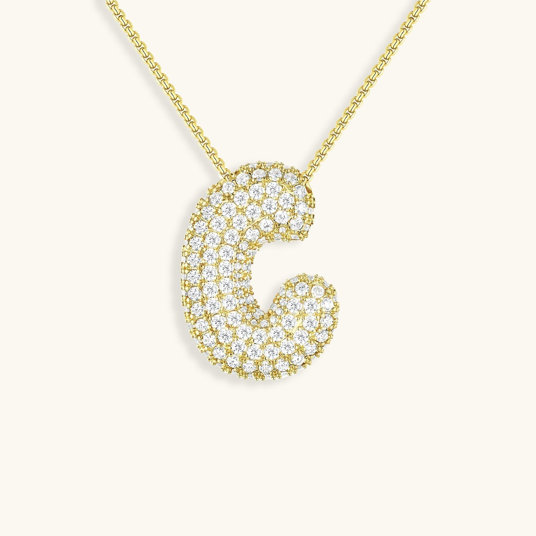 Collier LunaBubble Initial avec Look Diamant – Cadeau Personnel pour la Fête des Mères