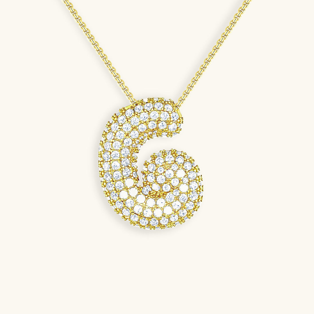 Collier LunaBubble Initial avec Look Diamant – Cadeau Personnel pour la Fête des Mères