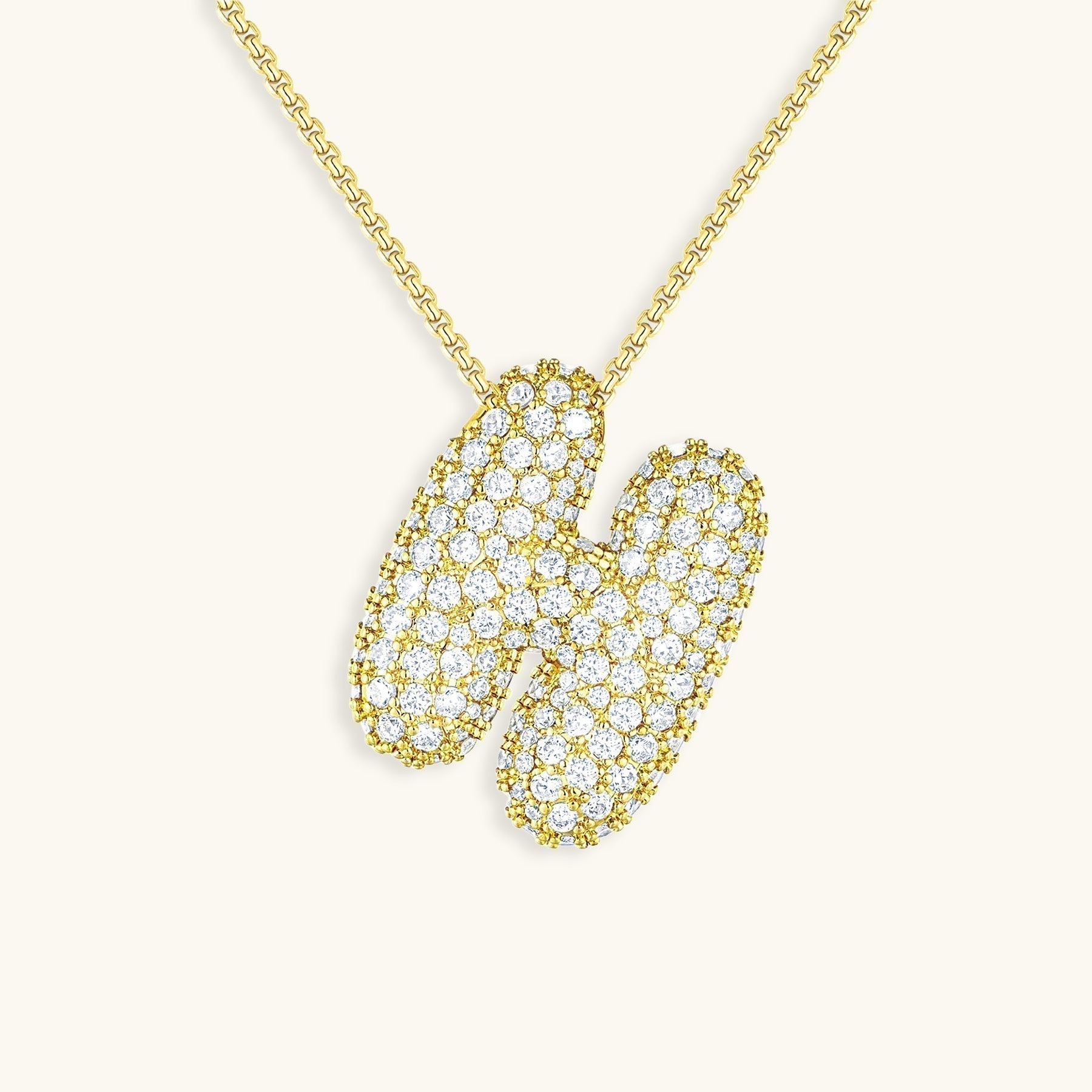 Collier LunaBubble Initial avec Look Diamant – Cadeau Personnel pour la Fête des Mères