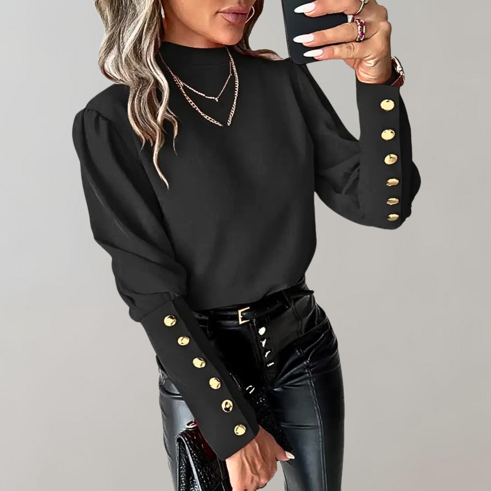 Madison - Blouse à encolure ronde avec manches boutonnées