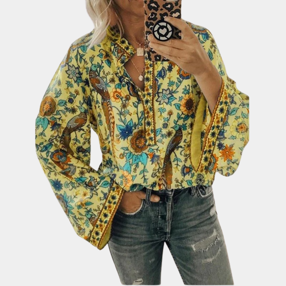 Chemisier Long Élégant à Manches Longues avec Motif Chic Mathilde Let