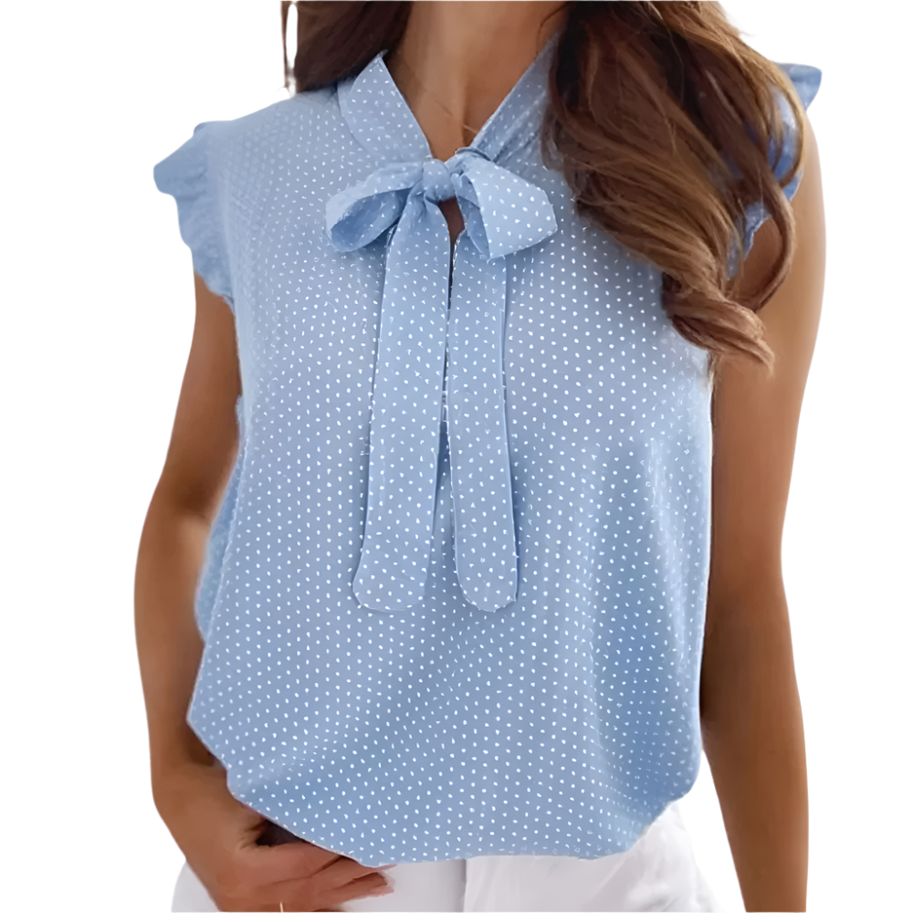 Kira - Chemise à pois avec découpe en dentelle et détail de nœud papillon