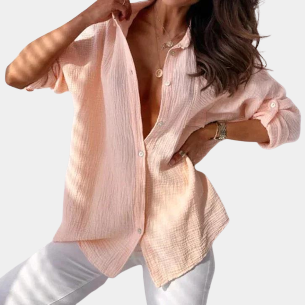 Blouse à boutons décontractée Freja avec col revers