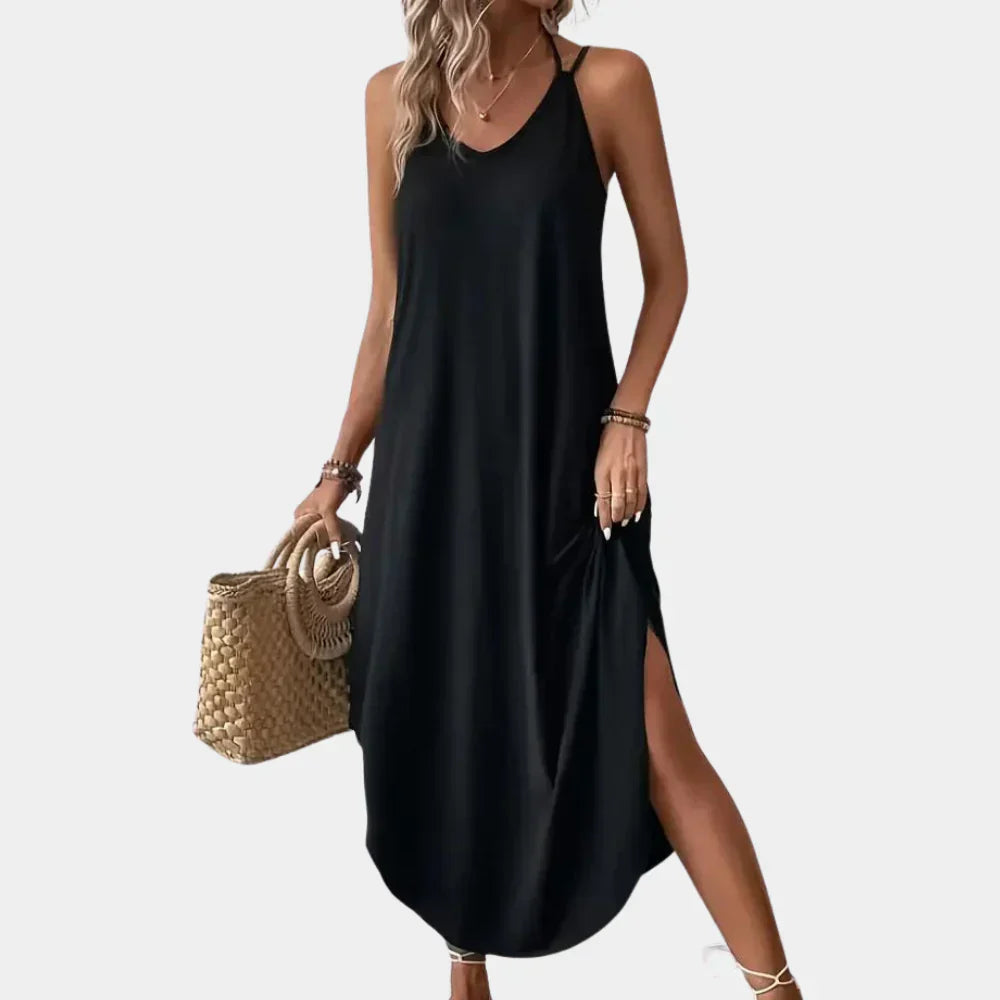 Robe Maxi Justerbare Alma – Robe Élégante et Légère avec Fente Latérale