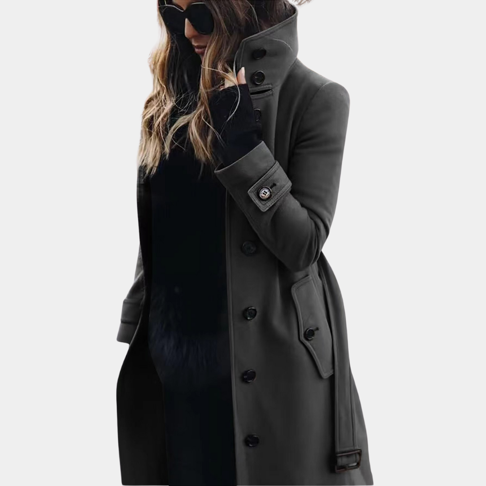 Harper - Trench-coat ceinturé à boutons et à manches longues