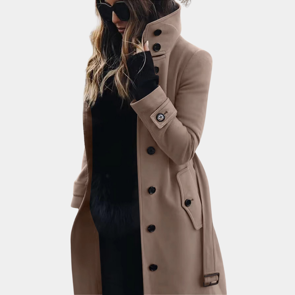 Harper - Trench-coat ceinturé à boutons et à manches longues