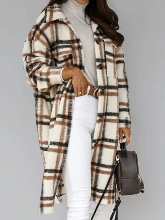 Manteau en laine à carreaux Felicia | Élégance chic pour la femme moderne