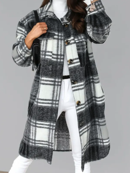 Manteau en laine à carreaux Felicia | Élégance chic pour la femme moderne