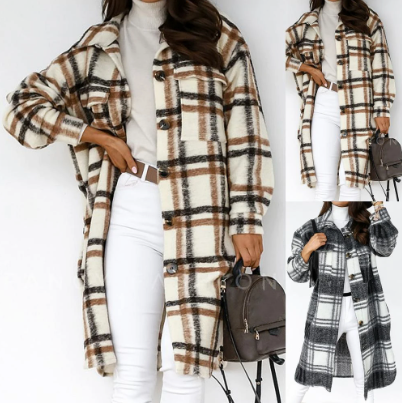 Manteau en laine à carreaux Felicia | Élégance chic pour la femme moderne