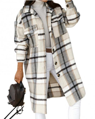 Manteau en laine à carreaux Felicia | Élégance chic pour la femme moderne