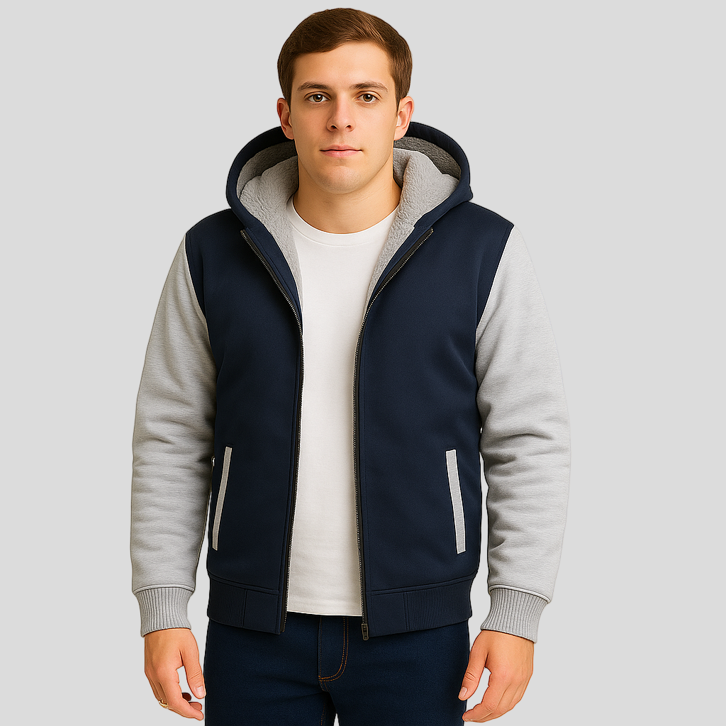 Jorn | Veste polaire d'hiver pour homme avec capuche et contraste de couleurs