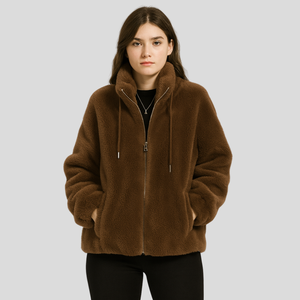 Kortney | Veste en fausse fourrure rouge