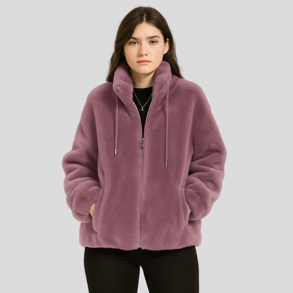 Kortney | Veste en fausse fourrure rouge