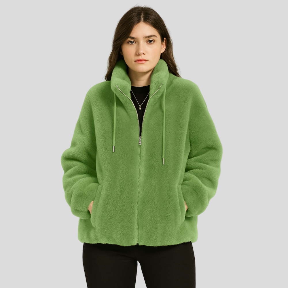 Kortney | Veste en fausse fourrure rouge