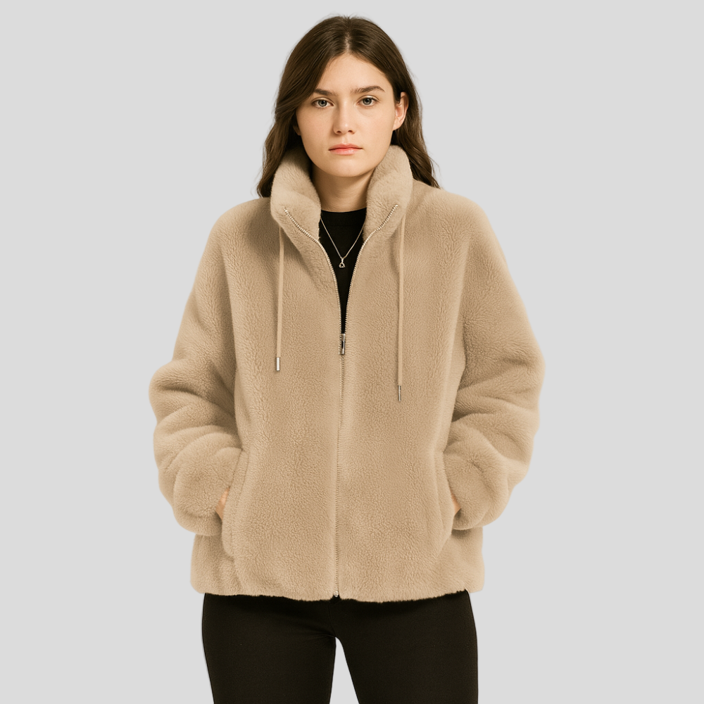 Kortney | Veste en fausse fourrure rouge