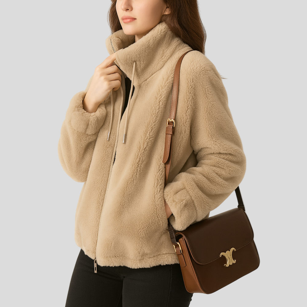 Kortney | Veste en fausse fourrure rouge