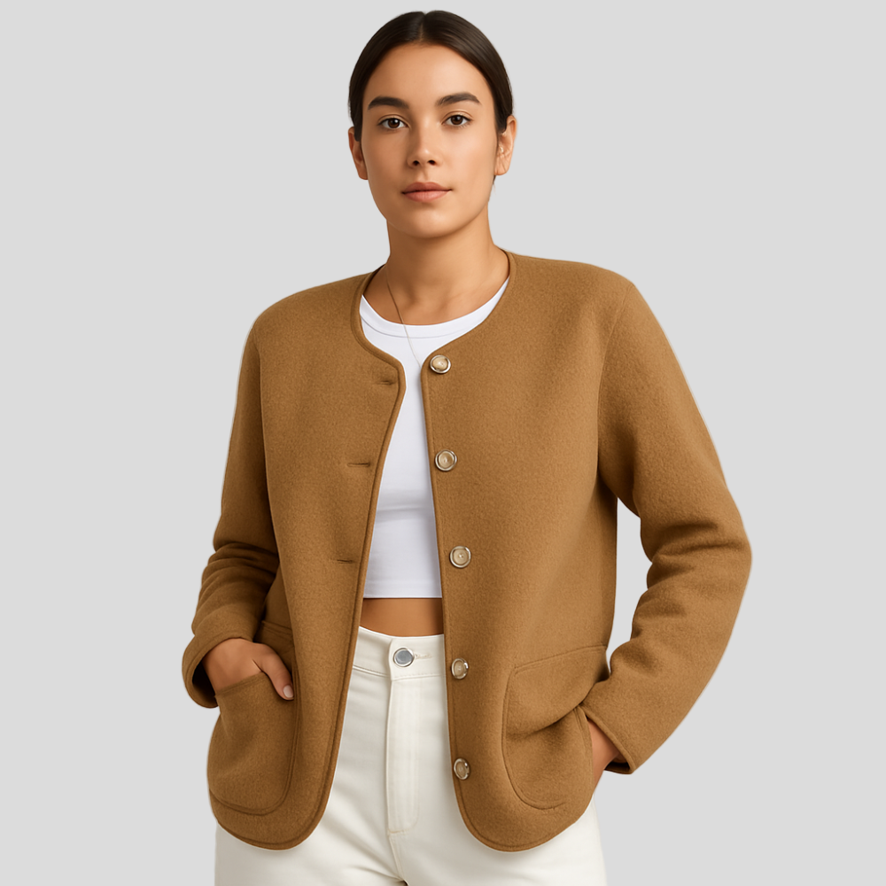 Serenna | Manteau en laine pour femmes avec col rond