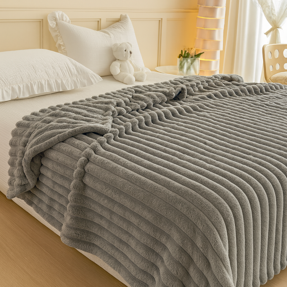 Aurevia | Plaid en flanelle avec cordon et aspect pelucheux en faux pelage