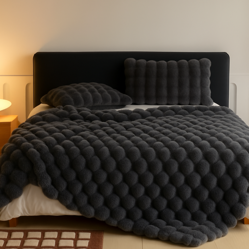 Calyra | Couverture en peluche à texture de bulles douce