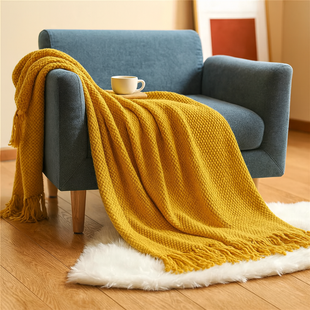 Tassora | Couverture enroulable avec motif à bulles et franges