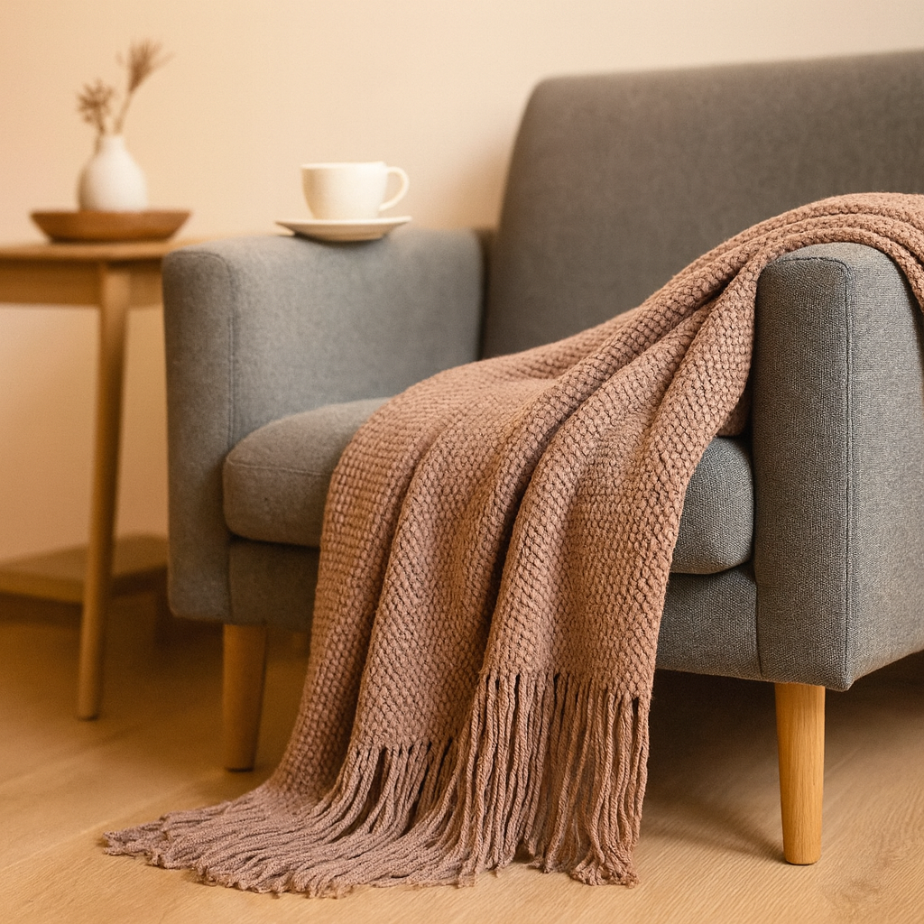 Tassora | Couverture enroulable avec motif à bulles et franges