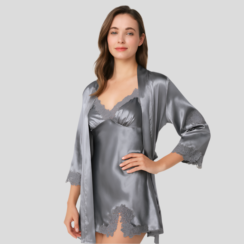 Ensemble de pyjama 5-en-1 élégant pour femmes – Ensemble de détente premium avec robe de chambre et pièces assorties