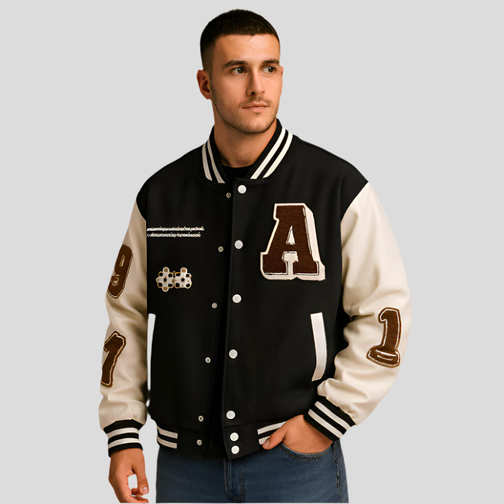 Veste bomber baseball à design colorblock pour hommes