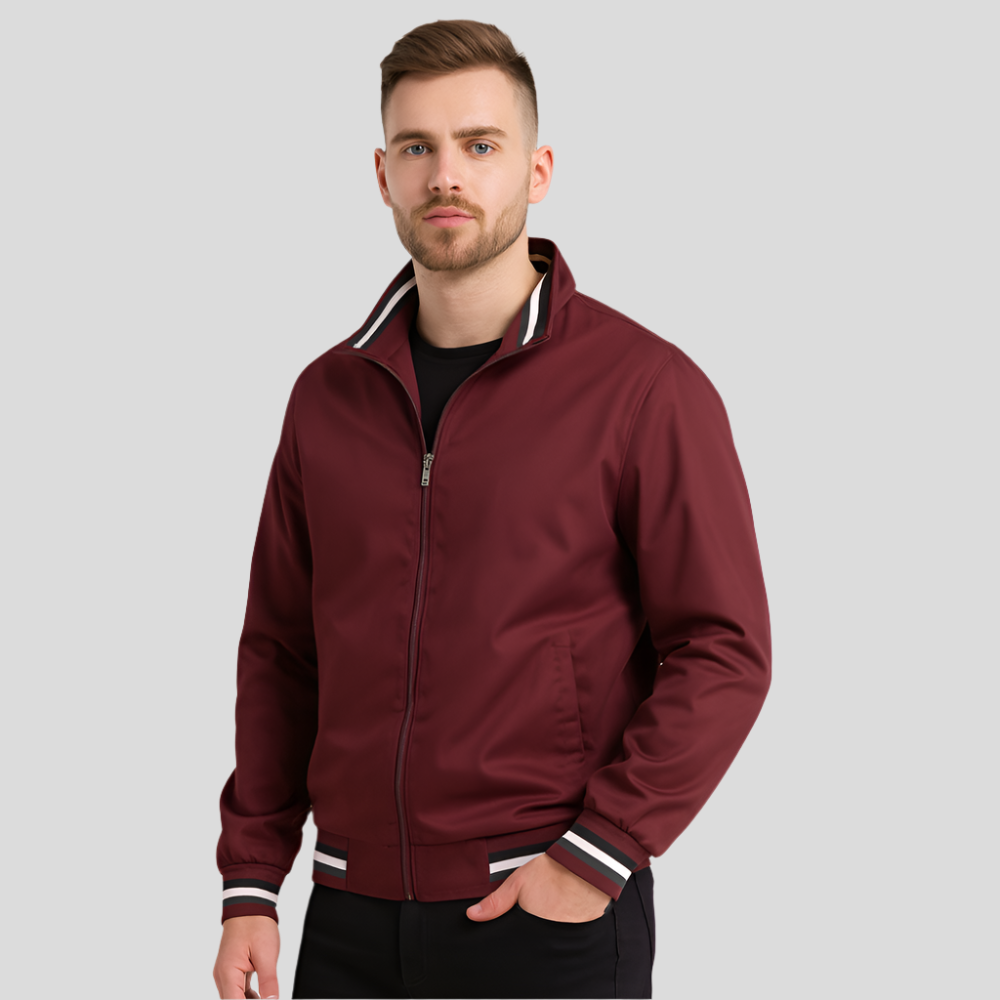 Veste bomber pour homme avec garniture à rayures