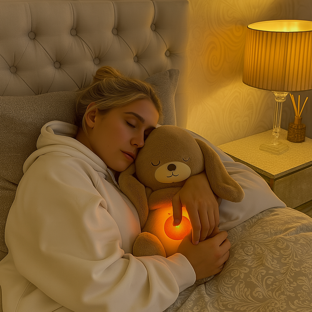 Compagnon en peluche Atmender – Sons apaisants, veilleuse et réduction du stress | Parfait pour enfants et adultes