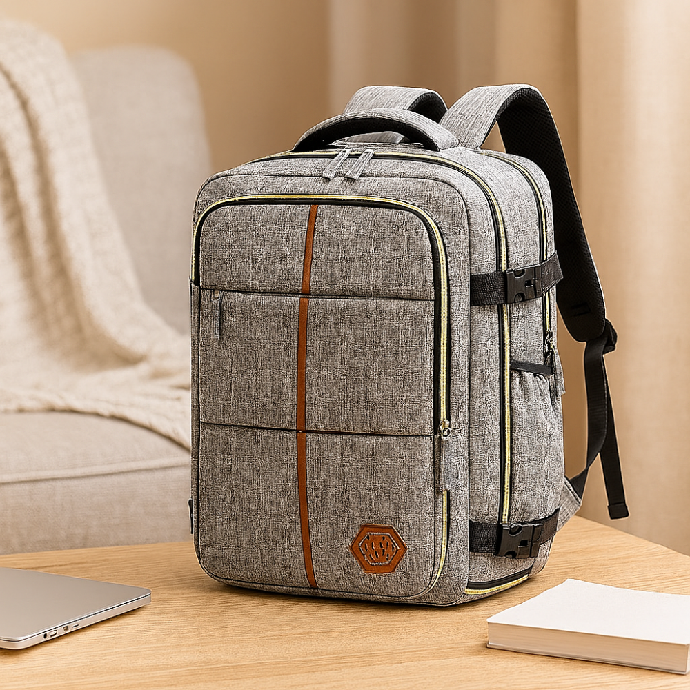 Sac de voyage – Uni, bandoulière ajustable, fermeture éclair, doublure en polyester