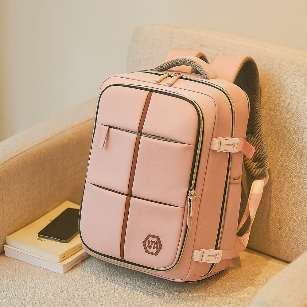 Sac de voyage – Uni, bandoulière ajustable, fermeture éclair, doublure en polyester