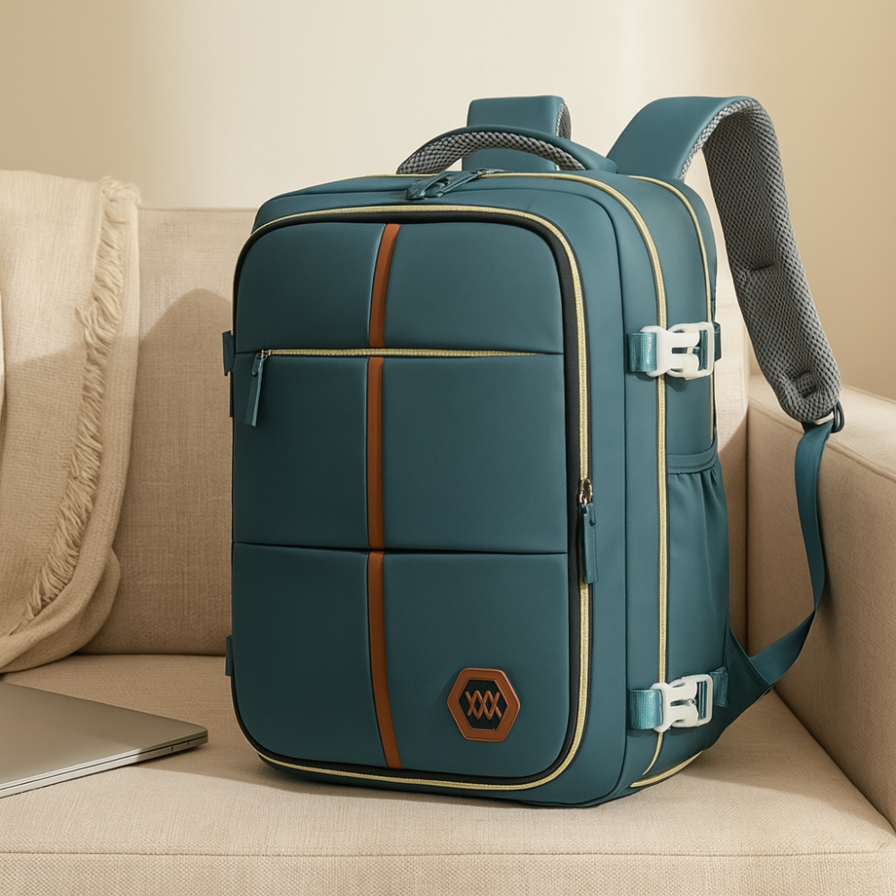 Sac de voyage – Uni, bandoulière ajustable, fermeture éclair, doublure en polyester