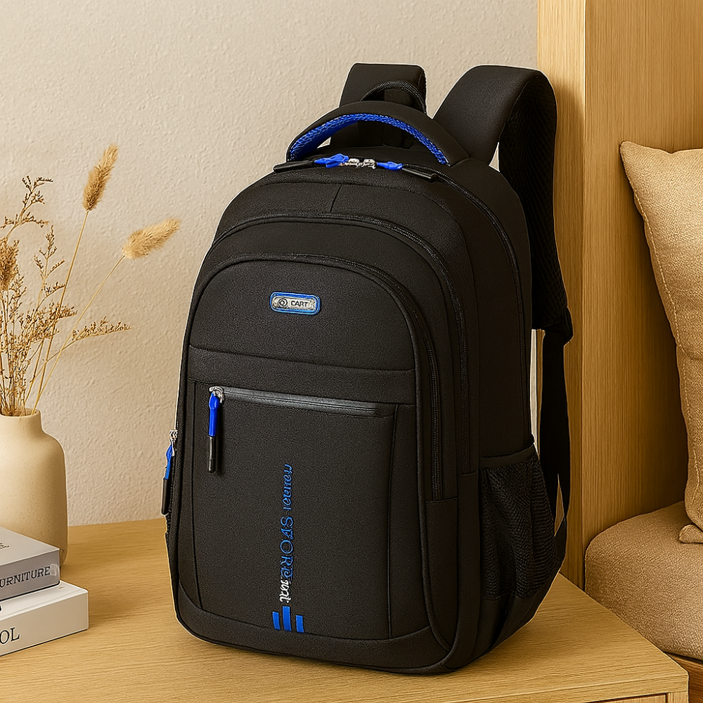 Sac à dos pour ordinateur portable à grande capacité – sac de voyage et d'affaires élégant noir en nylon avec bretelles réglables