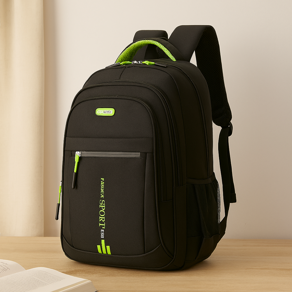 Sac à dos pour ordinateur portable à grande capacité – sac de voyage et d'affaires élégant noir en nylon avec bretelles réglables