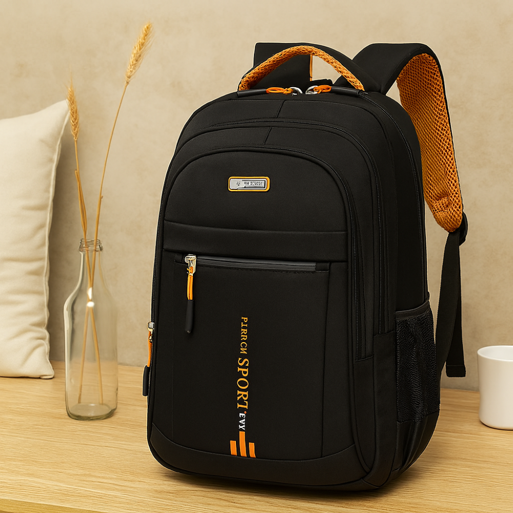 Sac à dos pour ordinateur portable à grande capacité – sac de voyage et d'affaires élégant noir en nylon avec bretelles réglables