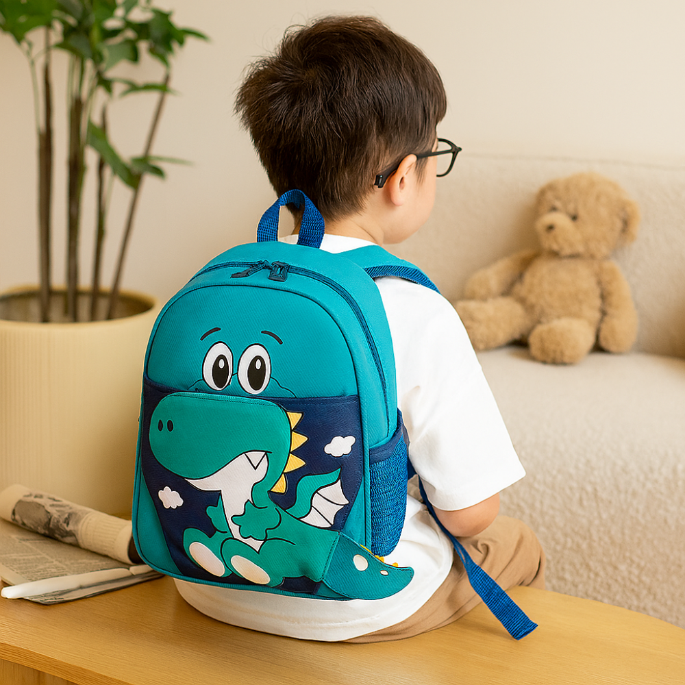 Sac à dos dinosaure mignon de style cartoon – Sac d'école léger et respirant pour enfants