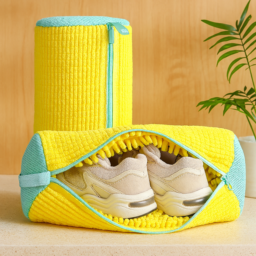 Sac de lavage jaune pour machine à laver et sèche-linge – Doublure en chenille douce et à fermeture éclair