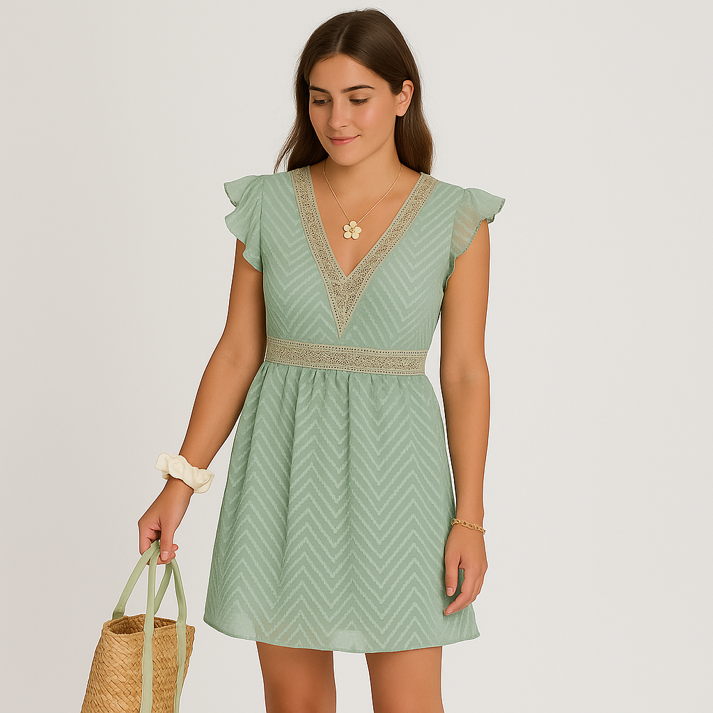 Robe d'été à couches – Molle et flottante avec détails contrastés