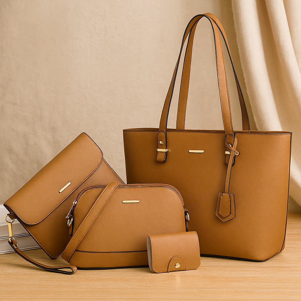 Ensemble de 4 sacs - Fourre-tout, bandoulière, pochette et porte-cartes