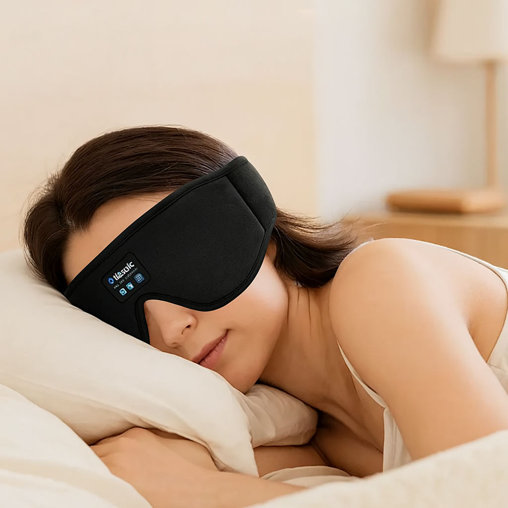 Masque de sommeil sans fil avec écouteurs – Masque pour les yeux 3D avec Bluetooth 5.0 et haut-parleurs ultra-fins et lavables