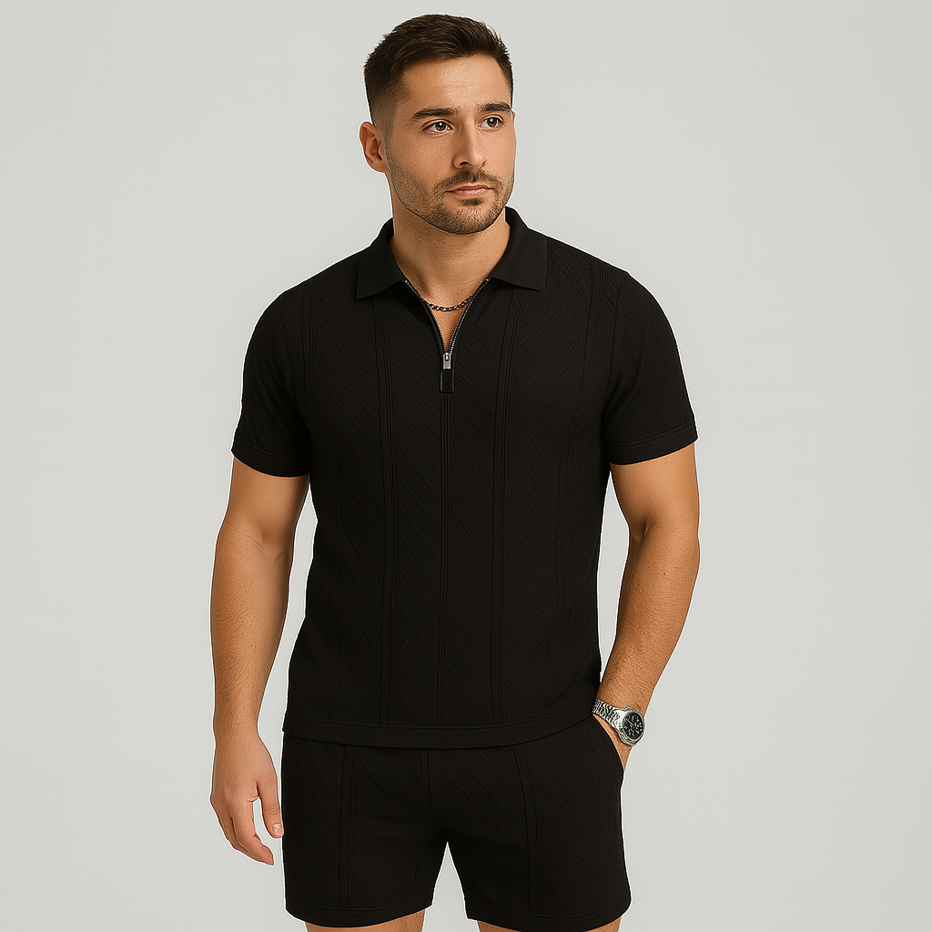 Ensemble sport homme en deux pièces – Chemise réversible respirante et à séchage rapide, et short en jacquard